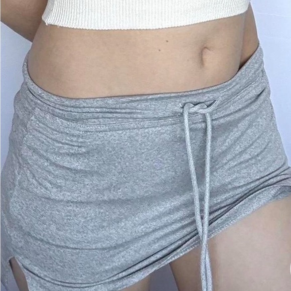 Gray Ruched Mini Skirt - Picture 4 of 5